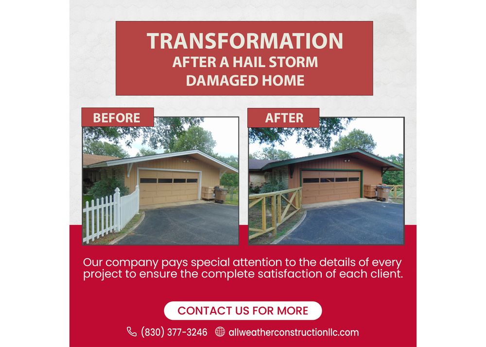 Hail damage roof inspection Kerrville TX by All Weather Roofing and Remodeling